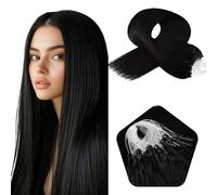 ISHEENY Lot de 50 extensions de cheveux humains à micro-anneaux - Noir profond - 50 cm - 30 g - Douces et confortables - Fusion sans couture avec vos propres cheveux - Idéal pour les mariages, les