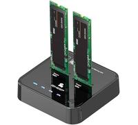 ISHEEP Duplicateur de cloneur M.2 SATA à double baie avec fonction de copie de clone hors ligne SSD, transfert haute vitesse USB 3.1 de type C, installation sans outil, pour SSD M.2 B+M Key - H016S+