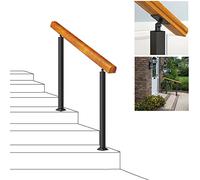 ISHEGREV Kit de Rampe d'escalier en Fer forgé pour 1 à 4 marches Rampe de sécurité pour Porche Avant pour Jardin à Domicile Rampe en Bois pour couloirs Lofts et terrasses Conception à Doubl