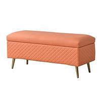 ISHEGREV Repose-pieds, ottomane de rangement pliable en cuir synthétique, coussin éponge, tabouret de canapé de salon avec fonction de rangement, surface pliée, 150 kg, 80 x 40 x 45 cm, ottomane