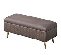 ISHEGREV Repose-pieds, ottomane de rangement pliable en cuir synthétique, coussin éponge, tabouret de canapé de salon avec fonction de rangement, surface pliée, 150 kg, 80 x 40 x 45 cm, ottomane