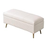 ISHEGREV Repose-pieds, ottomane de rangement pliable en cuir synthétique, coussin éponge, tabouret de canapé de salon avec fonction de rangement, surface pliée, 150 kg, 80 x 40 x 45 cm, ottomane