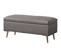ISHEGREV Repose-pieds, ottomane de rangement pliable en cuir synthétique, coussin éponge, tabouret de canapé de salon avec fonction de rangement, surface pliée, 150 kg, 80 x 40 x 45 cm, ottomane