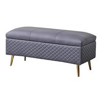 ISHEGREV Repose-pieds, ottomane de rangement pliable en cuir synthétique, coussin éponge, tabouret de canapé de salon avec fonction de rangement, surface pliée, 150 kg, 80 x 40 x 45 cm, ottomane