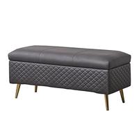 ISHEGREV Repose-pieds, ottomane de rangement pliable en cuir synthétique, coussin éponge, tabouret de canapé de salon avec fonction de rangement, surface pliée, 150 kg, 80 x 40 x 45 cm, ottomane