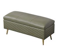 ISHEGREV Repose-pieds, ottomane de rangement pliable en cuir synthétique, coussin éponge, tabouret de canapé de salon avec fonction de rangement, surface pliée, 150 kg, 80 x 40 x 45 cm, ottomane