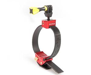 iSHOXS Proflex Support Action Cam Rouge | Fixation anti-vibrations, Montage rapide, Compatible GoPro, DJI, Insta360, Ø 40-140 mm