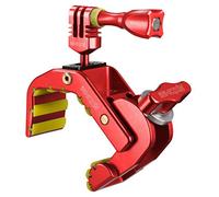 iSHOXS Shark | Support Action Cam Antivibration pour GoPro, DJI & Insta360 | Ø 28-65 mm | Fixation Rapide pour Moto, Vélo & Outdoor | Compatible Profils Ronds et Carrés | Rouge