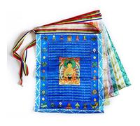 iShyan Drapeaux de Prière Tibétains en extérieur de Méditation Bouddhiste Drapeau Satiné Vent Cheval Lungta Drapeaux de Prière, 27,9 x 35,6 cm Multi Multicolore