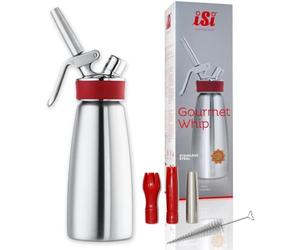 iSi Distributeur de crème 500 ml, Gourmet Whip Plus, 0,5 litre, en acier inoxydable de haute qualité, actionné avec iSi capsules de crème, pour la crème, les sauces chaudes et froides, les soupes, les espumas et les desserts