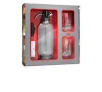 iSi Soda Maker Classic Coffret cadeau avec 2 verres et 10 capsules de soda, siphon de soda, gazéifiant d'eau 1,0 l en acier inoxydable, accessoires de bar pour eau pétillante pétillante