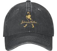 ISILA Johnnie Music and Walker Cap Unisexe Ajustable Hip-Hop Mode Délavé Casquettes en Denim pour Extérieur Noir Cool