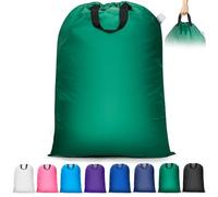 Isink Sac à linge extra large avec poignées, très résistant, sac à linge de voyage pour vêtements sales, 71,1 x 101,6 cm (vert)