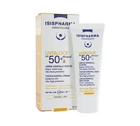 ISISPHARMA UVEBLOCK SPF 50+ Minérale Crème Teintée - Très Haute Protection Solaire 100% Minérale - Peaux Sensibles - Résistant à l’eau - Sans traces - Fabriqué en France