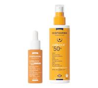 Isispharma Uveblock Sun Serum SPF50 + Spray SPF50 - Hydrate 8h, Protège et Illumine - Effet Glow - Haute Protection Solaire - Texture Fluide et Non Grasse - Conçu et Fabriqué en France