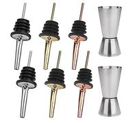 ISIYINER Acier Inoxydable Bec Verseur 6 Pièces avec Bar Measure 2 Pièces pour Vins Huile Boissons Cocktails Spiritueux