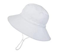 ISIYINER Chapeau de Soleil Fille D'été à Bord Large Anti-UV UPF50+ Pliable Bob pour Enfant - Piscine, Plage, Natation Extérieure (Blanc)