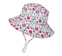 ISIYINER Chapeau de Soleil Fille D'été à Bord Large Anti-UV UPF50+ Pliable Bob pour Enfant - Piscine, Plage, Natation Extérieure (Fleur)