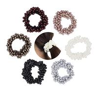 ISIYINER Chouchous Élastique en Perles, 6PCS Multicolore Bandeaux Liens Cordes Queue de Cheval pour Femmes ou Filles Accessoires de Cheveux Ties