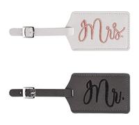 ISIYINER Étiquette de Bagage Mr and Mrs Étiquettes d'identification de Valise Luggage Tags avec Sangle à Boucle pour Honeymoon Voyage 2 Pièces