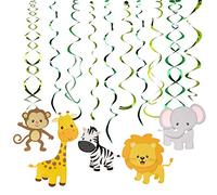 ISIYINER Guirlandes Verticales Animaux Suspendus Tourbillons Bannière Plafond Suspendu Swirl Décoration pour Bébé Douche Fête Forêt Thème Anniversaire Décor Fournitures 30 Pièces
