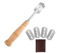 ISIYINER Lame a Pain Bread Poignée Bois Couteau a Pain Manche en Bois avec 5 Lames de Rechange pour le Bricolage Cuisson Cuisine
