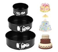 ISIYINER Moule à Gàteau Rond Moule à Charnière Réglable 3 Étages Acier Inoxydable Revêtu Lot de 3 (10,2cm/18cm/22cm)