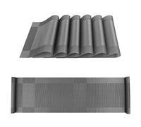 ISIYINER Nappe en PVC antidérapante lavable avec chemin de table assorti pour table à manger Ensemble de 6 (30 x 45) Gris