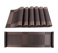 ISIYINER Nappe en PVC antidérapante lavable avec chemin de table assorti pour table à manger Ensemble de 6 (30 x 45) Marron