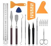 ISIYINER Outils de Bricolage en Vinyle, Accessoires pour Traceur en Acier Inoxydable pour Désherbage Scrapbooking Lettrage Rognage Silhouettes Vinyle HTV Camées 18 Pièces