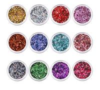 ISIYINER Paillettes de Corps Maquillage Paillettes Set pour Festival Fête Visage Corps Cheveux Et Ongles Paillettes Décoration 12 Couleur