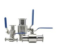 ISJRJF Vanne solénoïde Robinet à tournant sphérique Rapide Droit de qualité d'acier Inoxydable de OD12.7-51mm 304/316L avec Trois Brides 25.4-64mm Vanne Commande (SUS304,19mm Ferrule25.4)