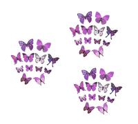 ISKDJBJG 36 Pcs Nouveau Stickers Muraux 3D de Papillon pour la Decoration Murale A Chambre (Violet)