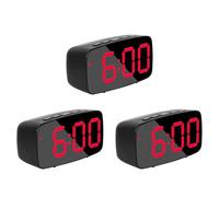 ISKDJBJG 3X RéVeil NuméRique Intelligent de Chevet, Horloge de Bureau USB de Voyage à LED Rouge avec RéPéTition de TempéRature de Date 12 / 24H pour Chambre à Coucher, Noir
