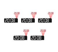 ISKDJBJG 5X Réveil à Projection Rotation 180° 12/24H Horloge Numérique LED Charge USB Réveil Projecteur de Plafond (Blanc)
