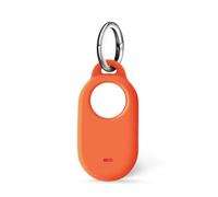 ISKIP Etuis en Silicone pour Samsung SmartTag2, Coque en Silicone pour Samsung Galaxy Smart Tag2 avec Porte-clés (Orange)