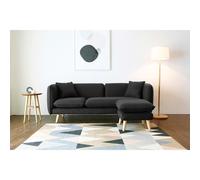Isko : Canapé Scandinave 3 Places Gris Anthracite + Pouf Gris