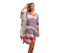 Isla Bonita Caftan en Coton Multicolore à Imprimé Patchwork | Caftan à coupe ample et ouverte qui tombe des épaules sans serrer, à enfiler sur le maillot ou en ville