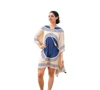Isla Bonita Poncho Multicolore en Coton Léger Coupe Ample | Poncho taille unique à la coupe ample, qui tombe librement des épaules sans serrer nulle part.