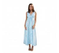 Isla Bonita Robe Longue en Coton à Fleurs Bleu Doux et Bretelles | Robe longue à bretelles réglables, au tombé fluide des épaules jusqu'à l'ourlet, sans serrer nulle part