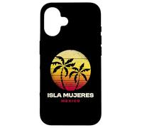 Isla Mujeres Retro Palm Sunset Tropical Beach Vibes Coque pour iPhone 16