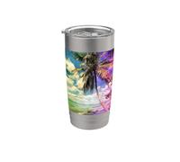Isla Saona Caribbean Prismatic Palm Tree Illustration numérique Gobelet isotherme en acier inoxydable double paroi