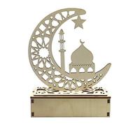 Islam en Bois Lanterne Ramadan Décorations, Eid Moubarak décor Lune Musulmane avec des Ornements légers de Bougies, Lampe décorative de Lanterne en Bois Naturel