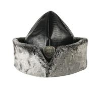 Islamic Bazaar Chapeau turc ottoman Bork noir brillant Ertugrul Osman Dirilis Casquette d'hiver en fausse fourrure avec emblème ottoman, Noir brillant, argenté, Standard (fits most head sizes)