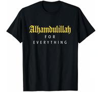 Islamic Shirt for Muslim Men Alhamdulillah for Everything Tshirts Fashion Letters Print Tops Casual Short-Sleev Tops Camisetas Black Manches Courtes(3X-Large)
