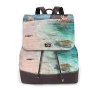 Island Beach Print Sac à dos imperméable antivol léger PU cuir nylon sac à bandoulière sac à dos de voyage