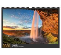 Island - Die schönsten Wasserfälle (Wandkalender 2026 DIN A3 quer), CALVENDO Monatskalender: Island - Eine Land voller Naturwunder