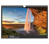 Island - Die schönsten Wasserfälle (Wandkalender 2026 DIN A4 quer), CALVENDO Monatskalender: Island - Eine Land voller Naturwunder