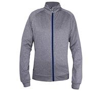 Island Green Full Zip Contraste Flexible Thermique Respirant Ultra léger Haut Fleece Jacket Womens, Gris Marl/Marine, UK 12