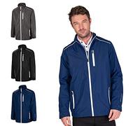 Island Green Golf IGJKT1723 Mens avec fermeture éclair imperméable coupe-vent pluie respirante Veste de sport, Marine/Blanc, Moyen